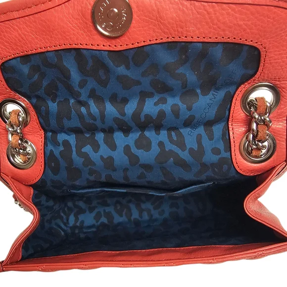 Rebecca Minkoff Red Studded Quilted Chain Adjustable Strap Crossbody Flap Bag - Picture 5 of 16